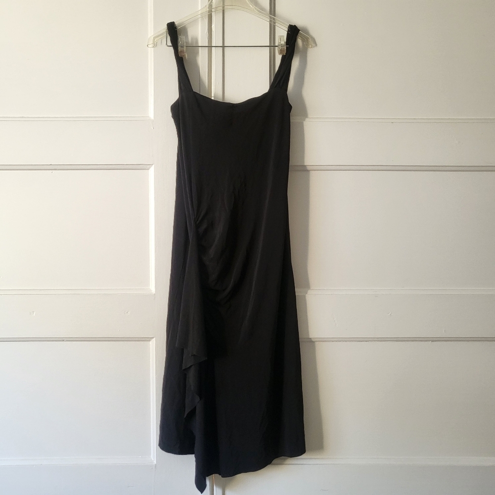 D. Exterior Italy Vintage 90s Black Stretchy Draped Dress